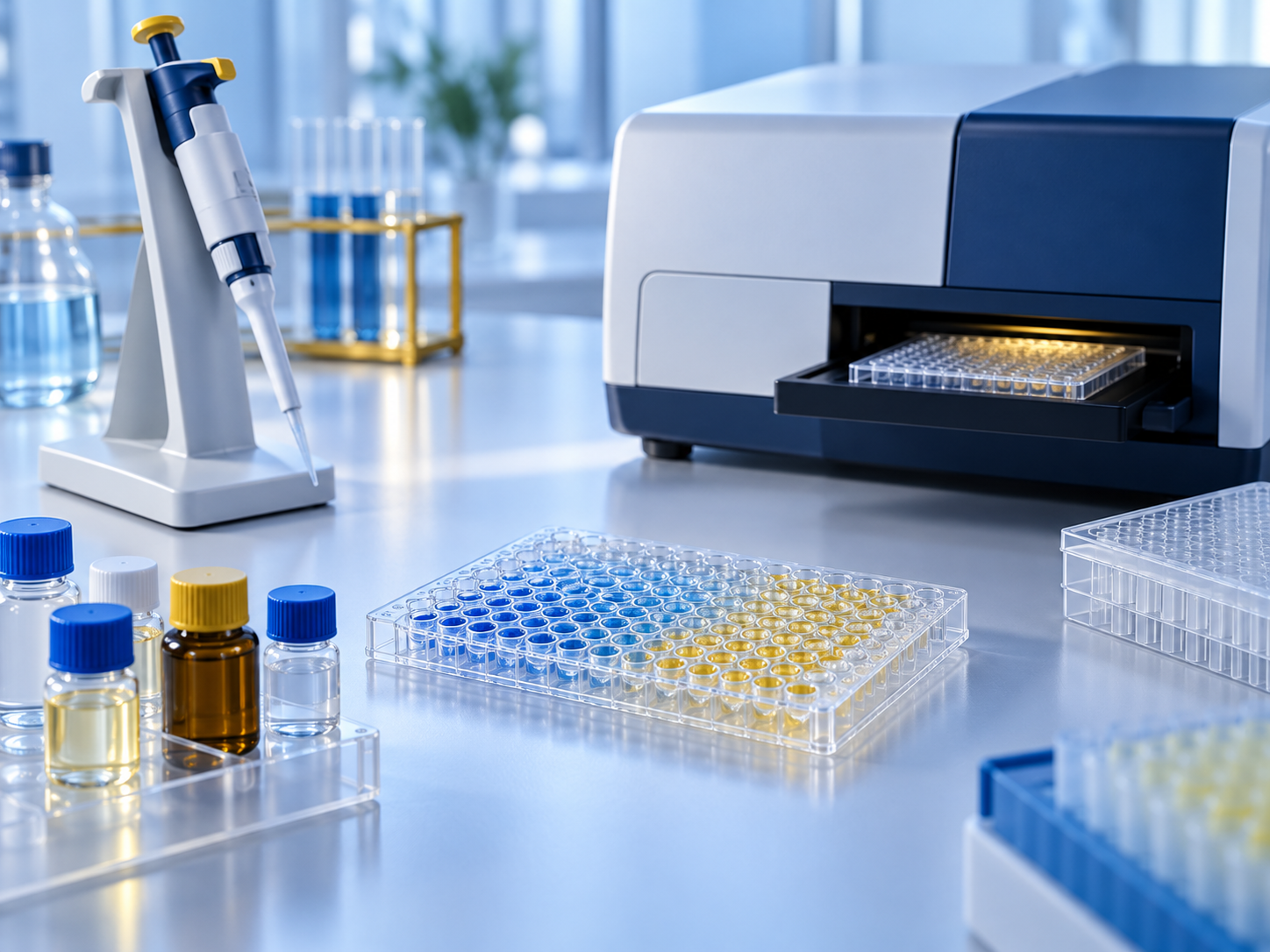Microplate and laboratory instruments for immunochemistry